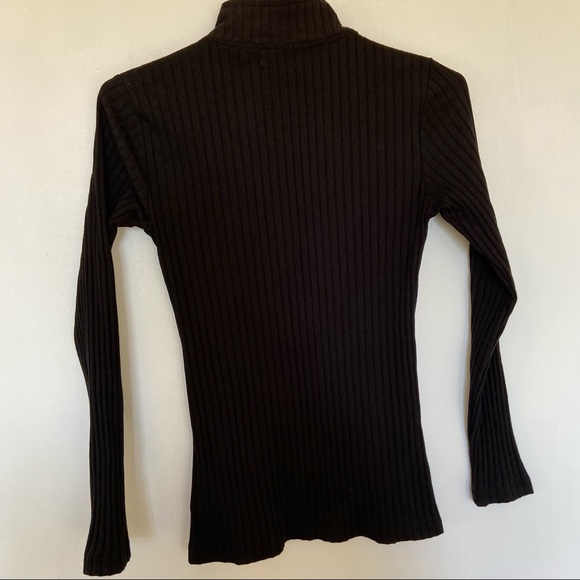 Zip Up Mock Neck Long Sleeve Top with Gold Zipper - Picture 5 of 5